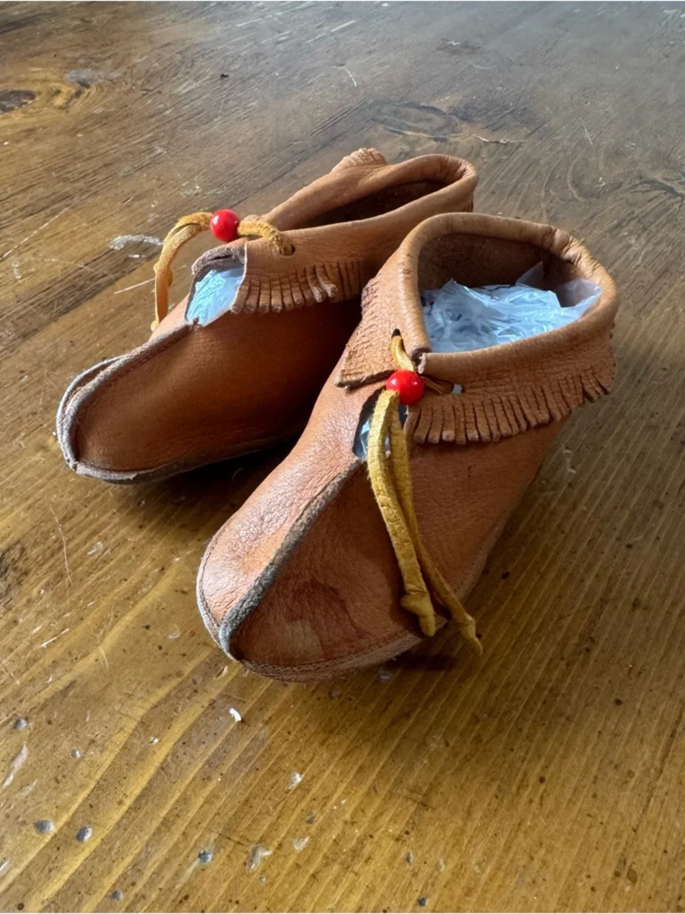 Vintage Deer Skin Baby Moccasins Size 5